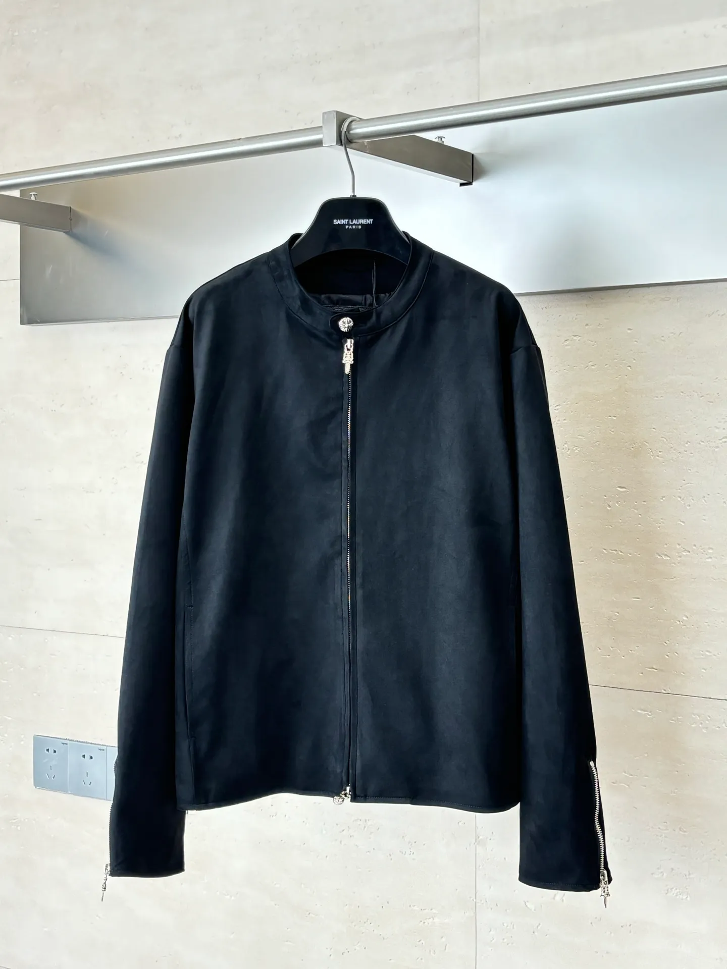 P560 Chrome heart*/Chrome heart new autumn and winter 925 silver-plated hardware buckle mixed sheepskin suede jacket Size: S/M/L/XL